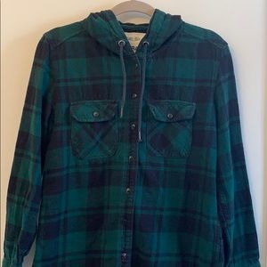 Garage green hooded flannel
